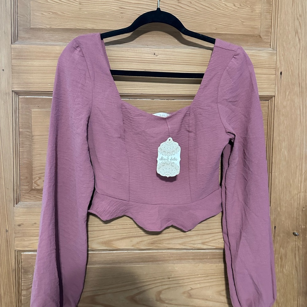 Altar'd State Dusty Rose Long Sleeve Crop Blouse
